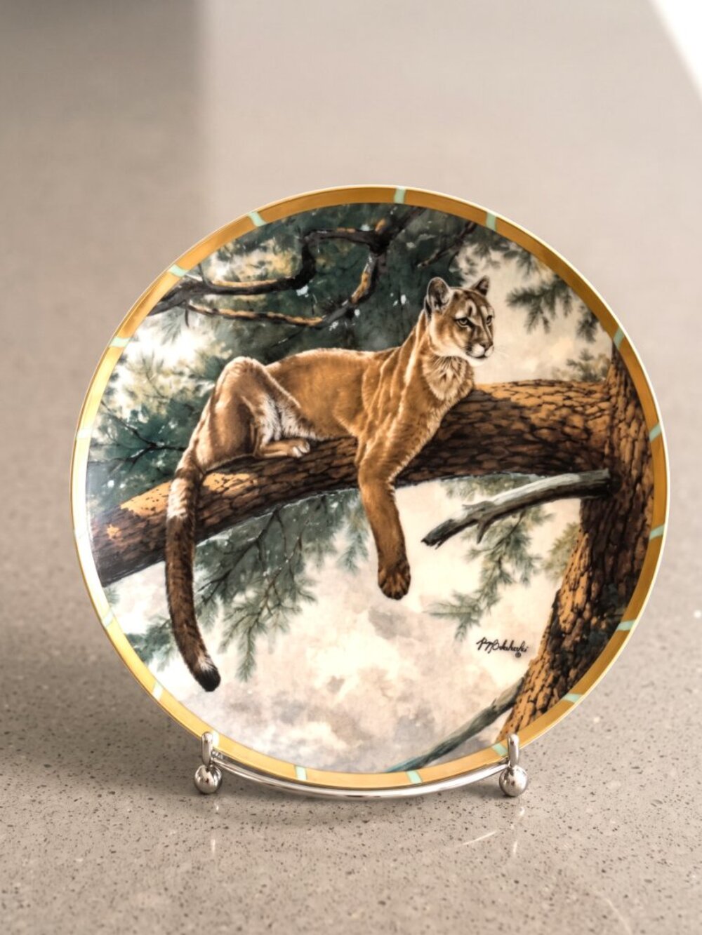 Lenox Rocky Mountain Puma Guy Coheleach Royal Cats Collector Plate 8.25”